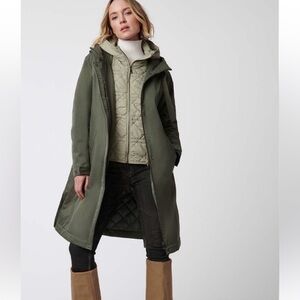 Bernardo women’s modern utility raincoat jacket olive green large new